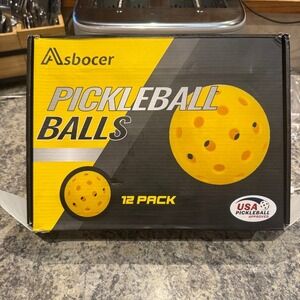 Asbocer Pickleball Balls 12 Pack Outdoor 40 Holes USA Pickleball Approved As-P20